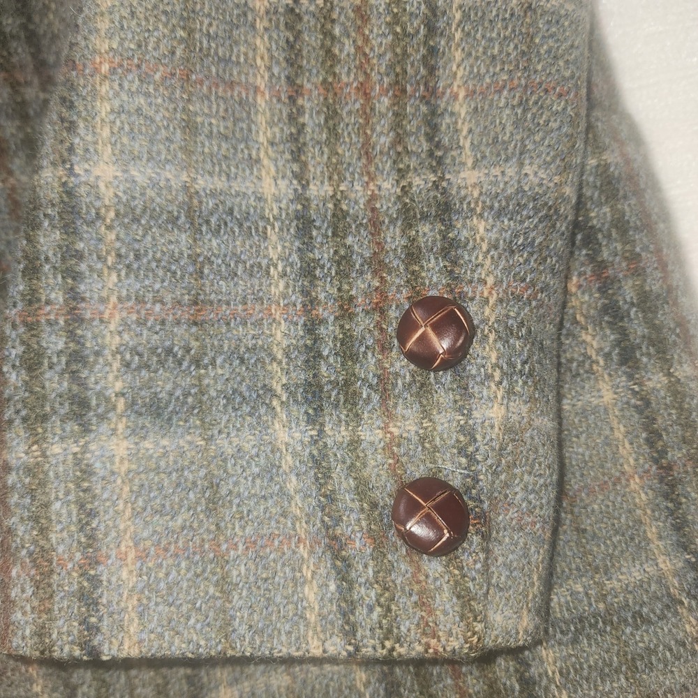 L.L. Bean Vintage Wool Plaid Blazer Jacket Made in USA Green Brown 12 Petite - Picture 7 of 8
